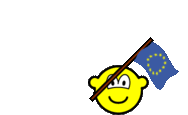 European Union flag waving buddy icon animated
