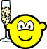 Toasting buddy icon Raised champagne glass 