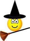 Witch flying emoticon broomstick 