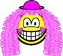 Curly pink hair clown smile  