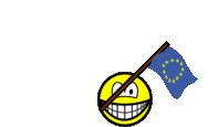 European Union flag waving smile animated