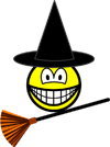 Witch flying smile broomstick 