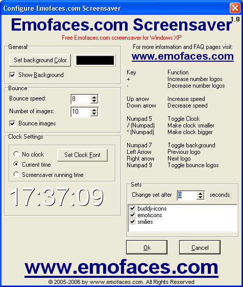 Emofaces.com bouncy Emoticon Screensaver 1.0 screenshot