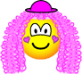 Curly pink hair clown emoticon  