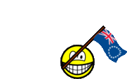 Cook Islands flag waving smile animated