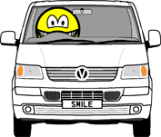 White van driving smile  